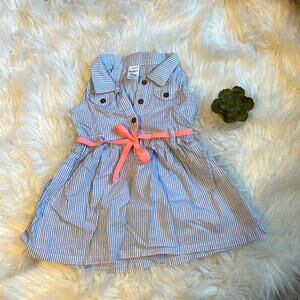 Striped Sleeveless Kids Dress with Pink Accents